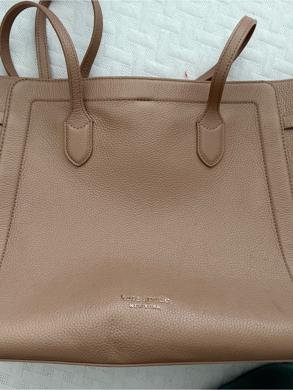 kate spade Pebbled Leather Tote in Taupe Beige